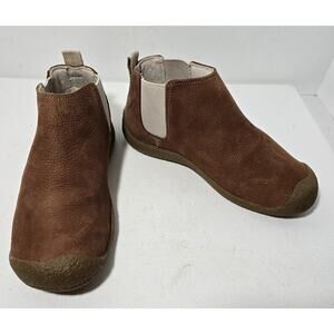 KEEN Women's Mosey Chelsea Leather Boots Shoes - Tortoise/Birch Brown Sz 8.5